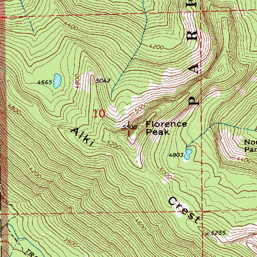Topographic Map of Florence Peak, WA