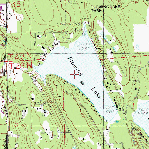 Topographic Map of Flowing Lake, WA