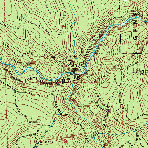 Topographic Map of Fly Creek, WA