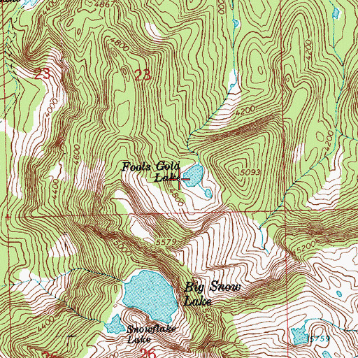 Topographic Map of Fools Gold Lake, WA