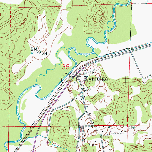 Topographic Map of Kymulga, AL