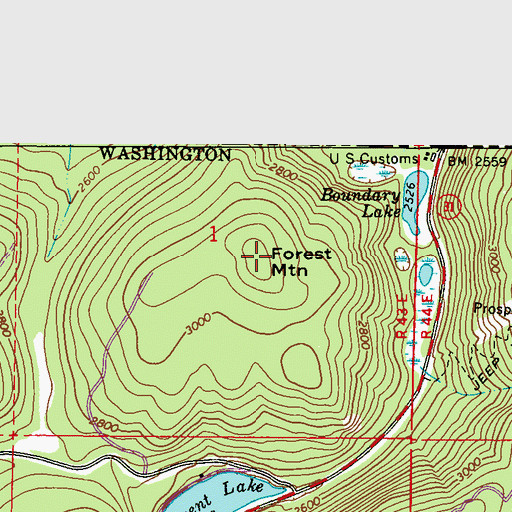 Topographic Map of Forest Mountain, WA