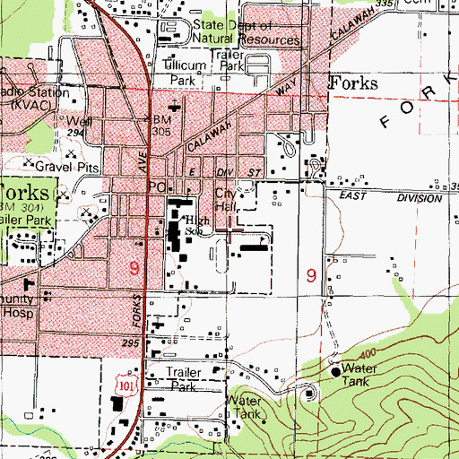 Topographic Map of Forks Prairie, WA