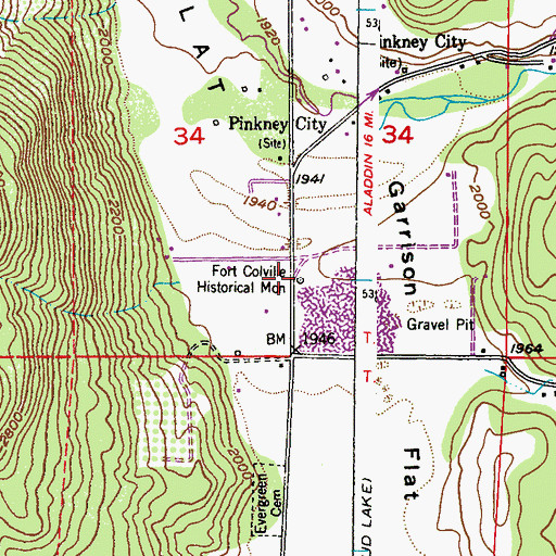 Topographic Map of Fort Colville Historical Monument, WA