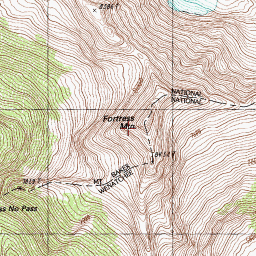 Topographic Map of Fortress Mountain, WA