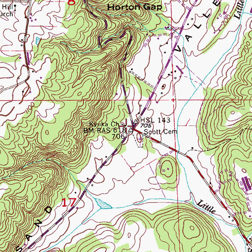 Topographic Map of Kyuka Baptist Church, AL