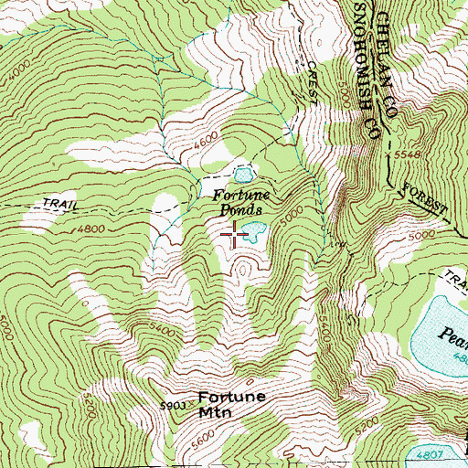 Topographic Map of Fortune Ponds, WA