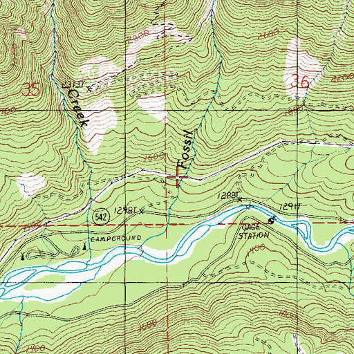 Topographic Map of Fossil Creek, WA