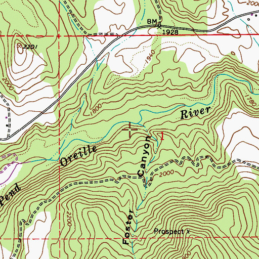 Topographic Map of Foster Canyon, WA