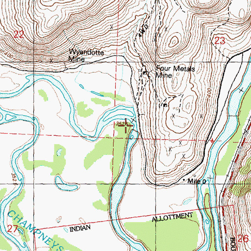 Topographic Map of Four Metals Mine, WA