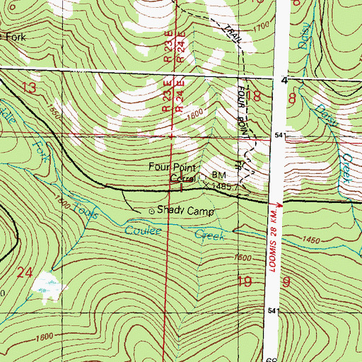 Topographic Map of Four Point Corral, WA