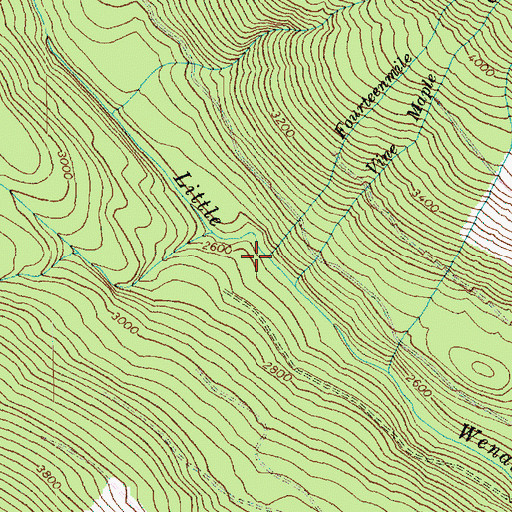 Topographic Map of Fourteenmile Creek, WA