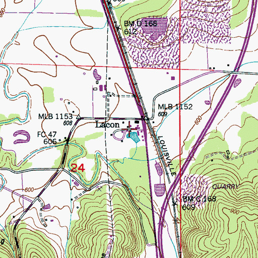 Topographic Map of Lacon, AL