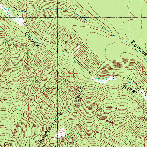 Topographic Map of Fourteenmile Creek, WA