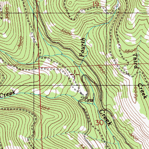 Topographic Map of Fourth Creek, WA