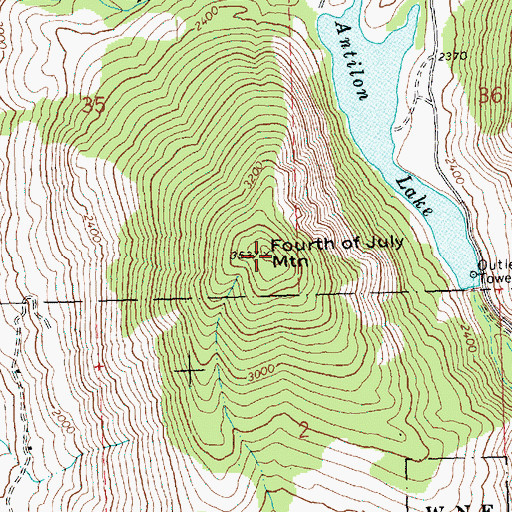 Topographic Map of Fourth of July Mountain, WA