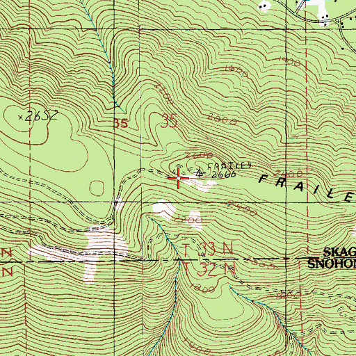 Topographic Map of Frailey Mountain, WA