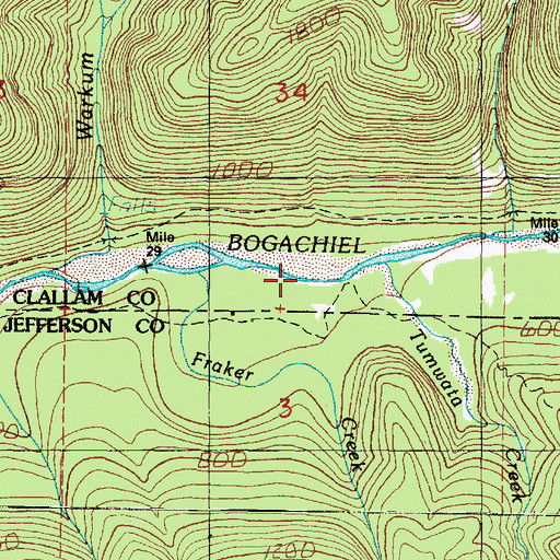 Topographic Map of Fraker Creek, WA