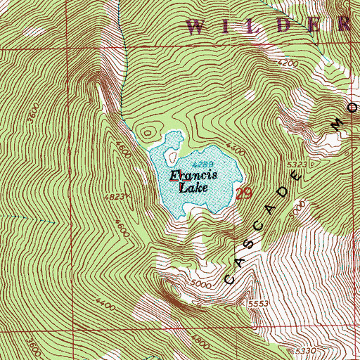 Topographic Map of Francis Lake, WA