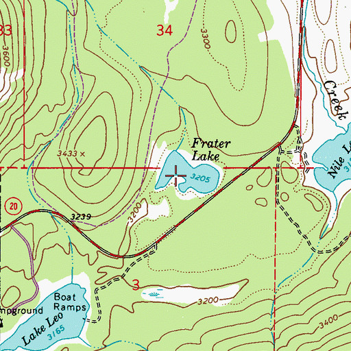 Topographic Map of Frater Lake, WA