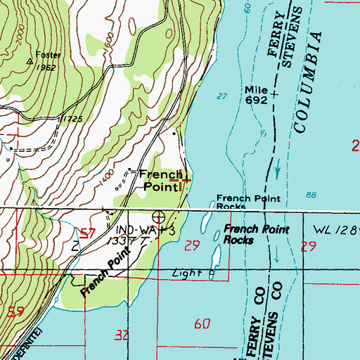 Topographic Map of French Point, WA