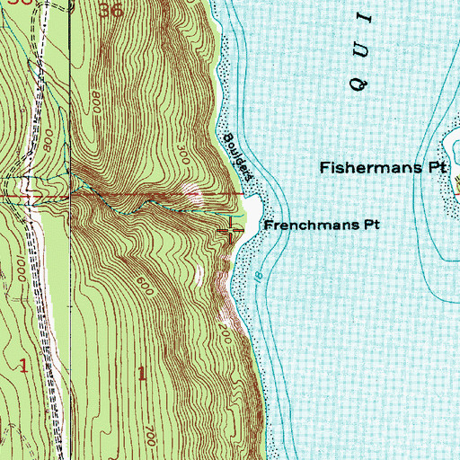 Topographic Map of Frenchmans Point, WA