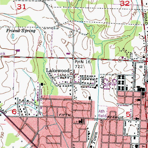Topographic Map of Lakewood, AL