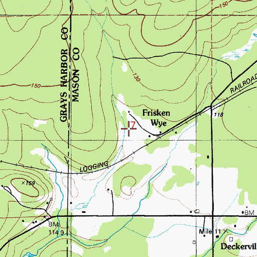 Topographic Map of Frisken Wye, WA