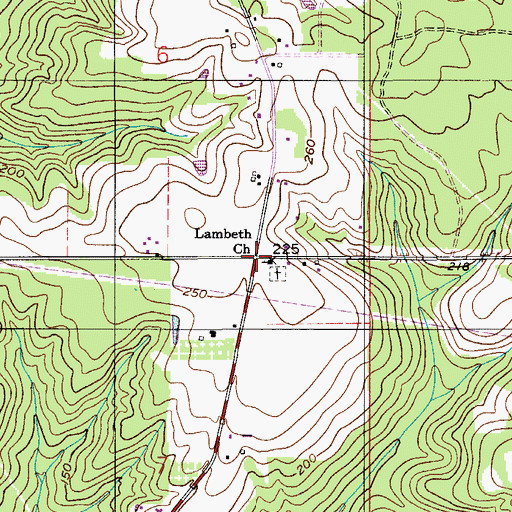 Topographic Map of Lambeth Church, AL