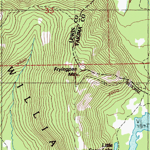 Topographic Map of Fryingpan Mountain, WA