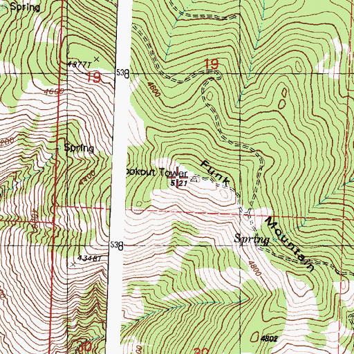 Topographic Map of Funk Mountain, WA