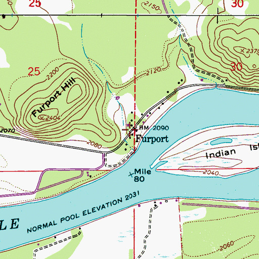 Topographic Map of Furport, WA