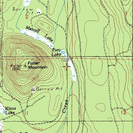 Topographic Map of Fury Lake, WA