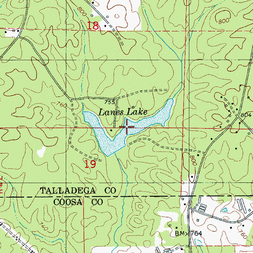 Topographic Map of Lanes Lake, AL