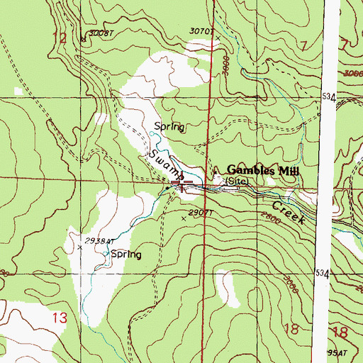 Topographic Map of Gambles Mill, WA