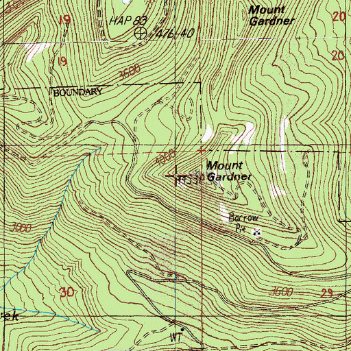 Topographic Map of Mount Gardner, WA