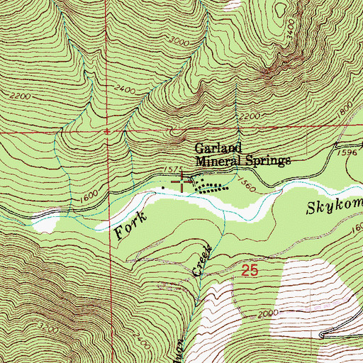 Topographic Map of Garland Mineral Springs, WA