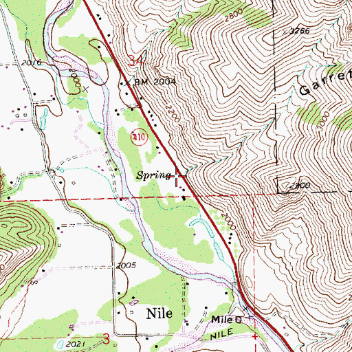 Topographic Map of Garrett Canyon, WA