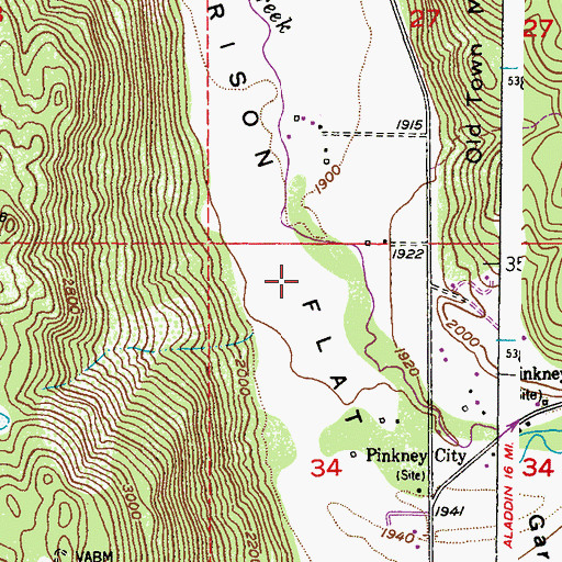 Topographic Map of Garrison Flat, WA