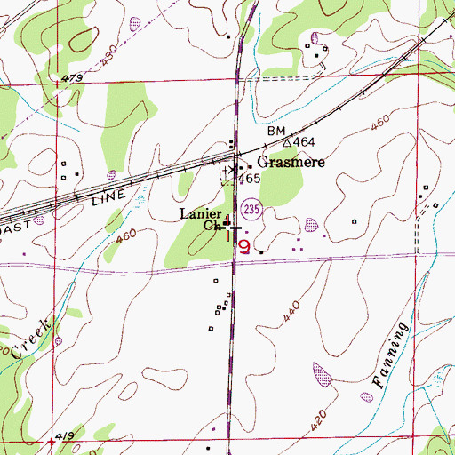 Topographic Map of Lanier Church, AL