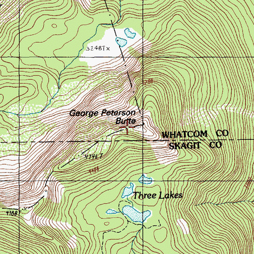 Topographic Map of George Peterson Butte, WA
