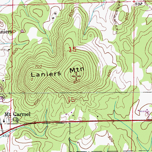 Topographic Map of Laniers Mountain, AL