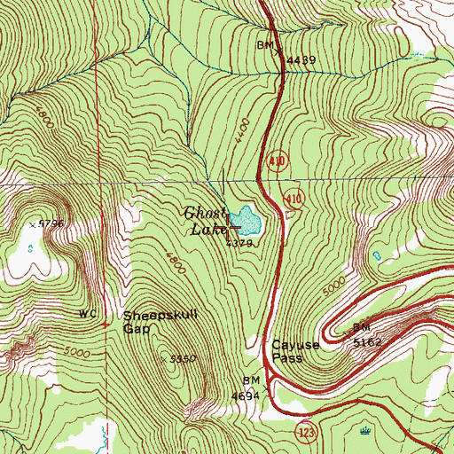 Topographic Map of Ghost Lake, WA