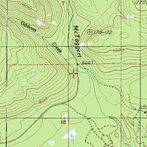 Topographic Map of Gibbons Creek, WA