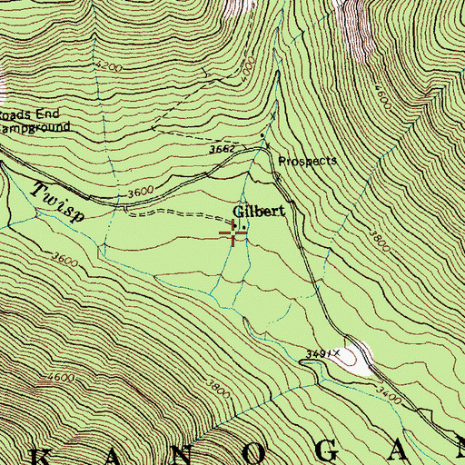 Topographic Map of Gilbert, WA
