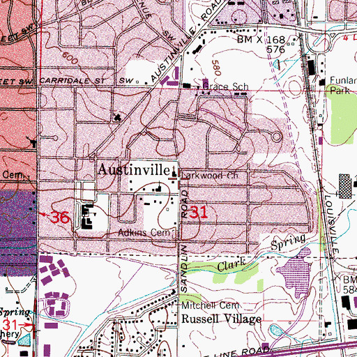 Topographic Map of Larkwood Church of the Nazarene, AL