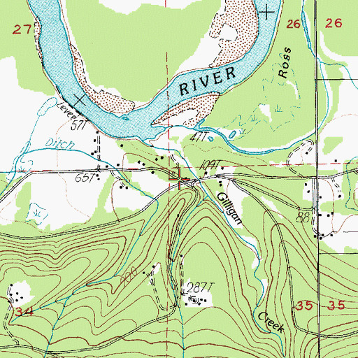 Topographic Map of Gilligan Creek, WA
