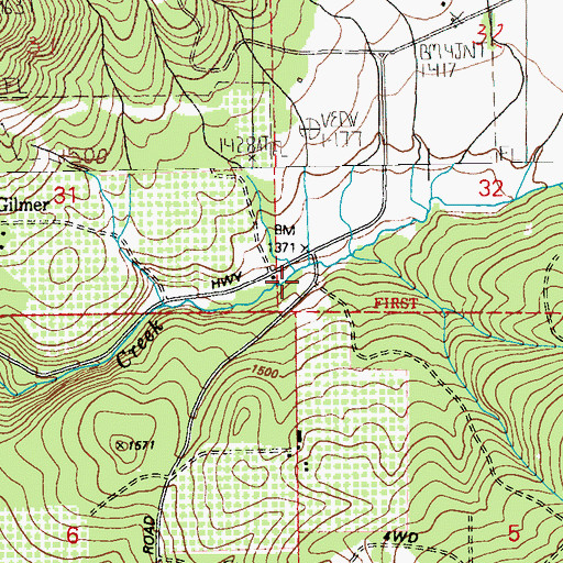 Topographic Map of Gilmer, WA