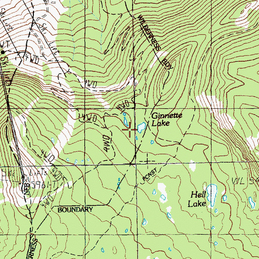 Topographic Map of Ginnette Lake, WA