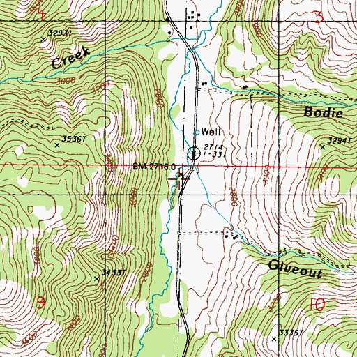Topographic Map of Giveout Creek, WA